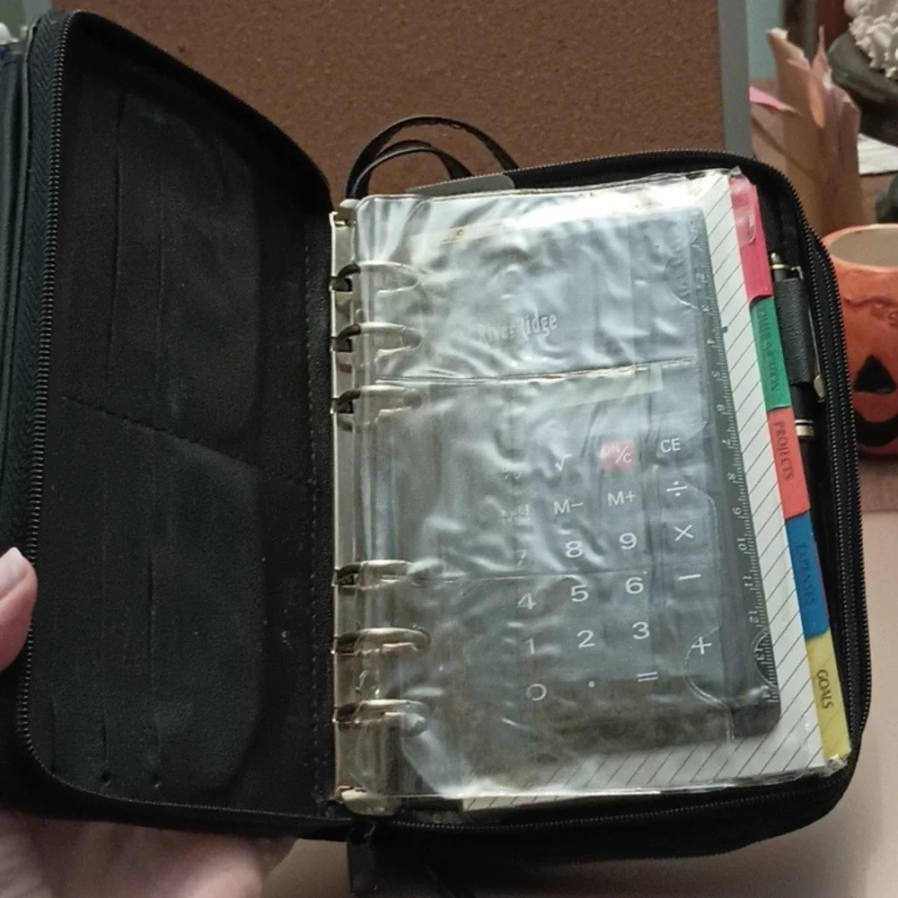 Faux leather black 2 zipper 2 pocket unisex organizer